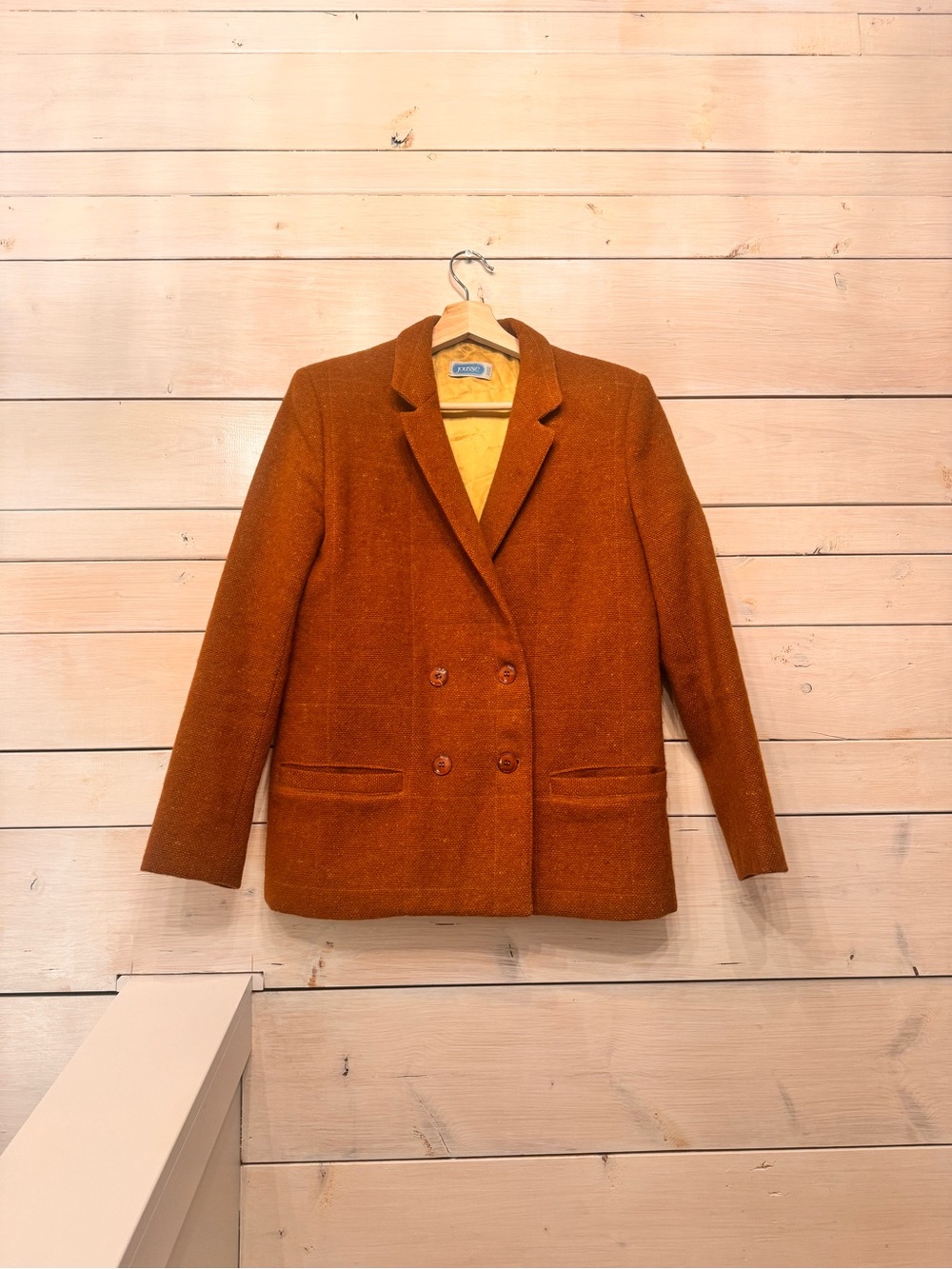 Vintage Women's Double-Breasted Blazer Jacket in Rust Orange - made in France